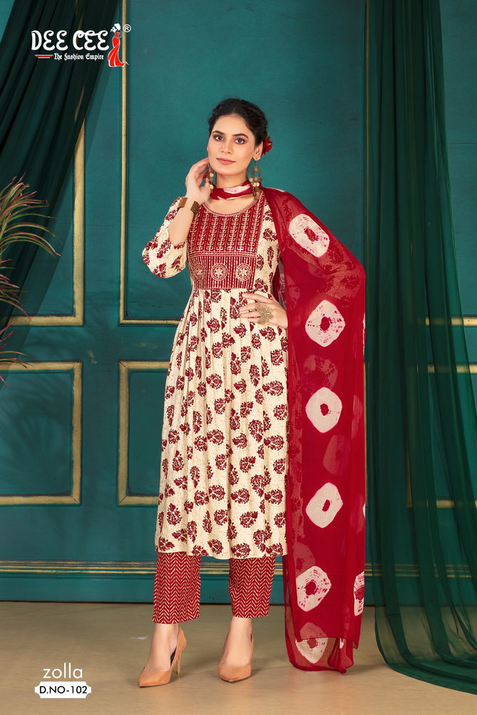 Zolla By Deecee Rayon Foil Printed Kurti With Bottom Dupatta Wholesale Shop In Surat